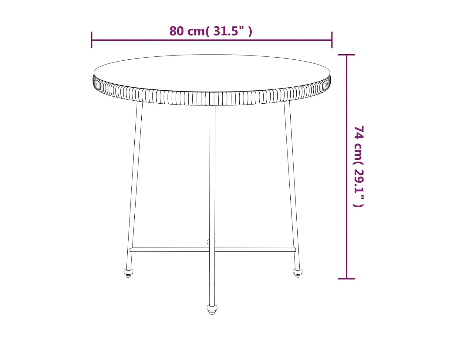 Table de salle à manger Ø80 cm Verre trempé et acier