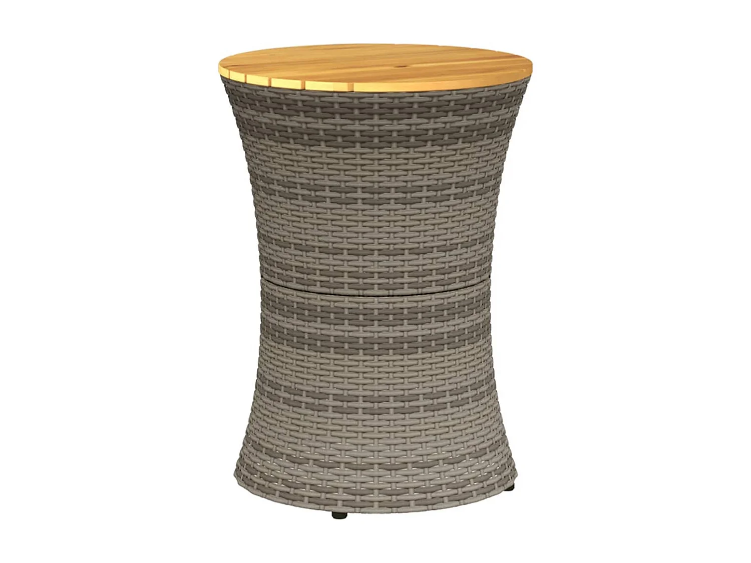 Table d'appoint de jardin forme tambour gris rotin bois massif