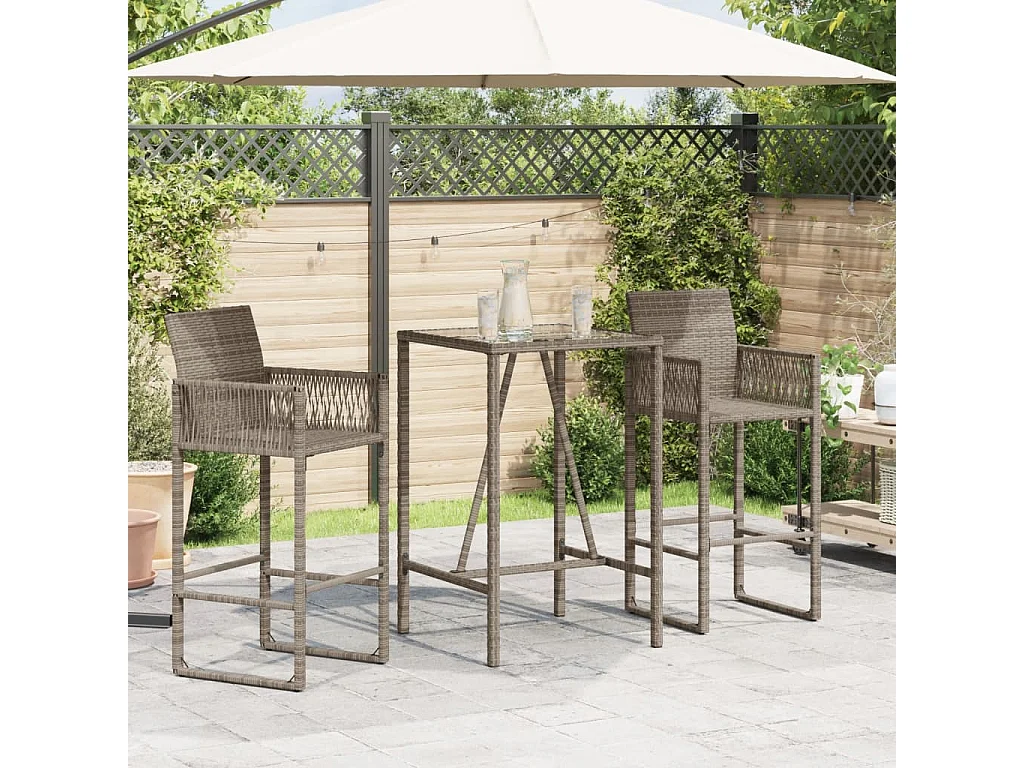 Mesa de bar de exterior ratán sintético gris 70x70x110 cm