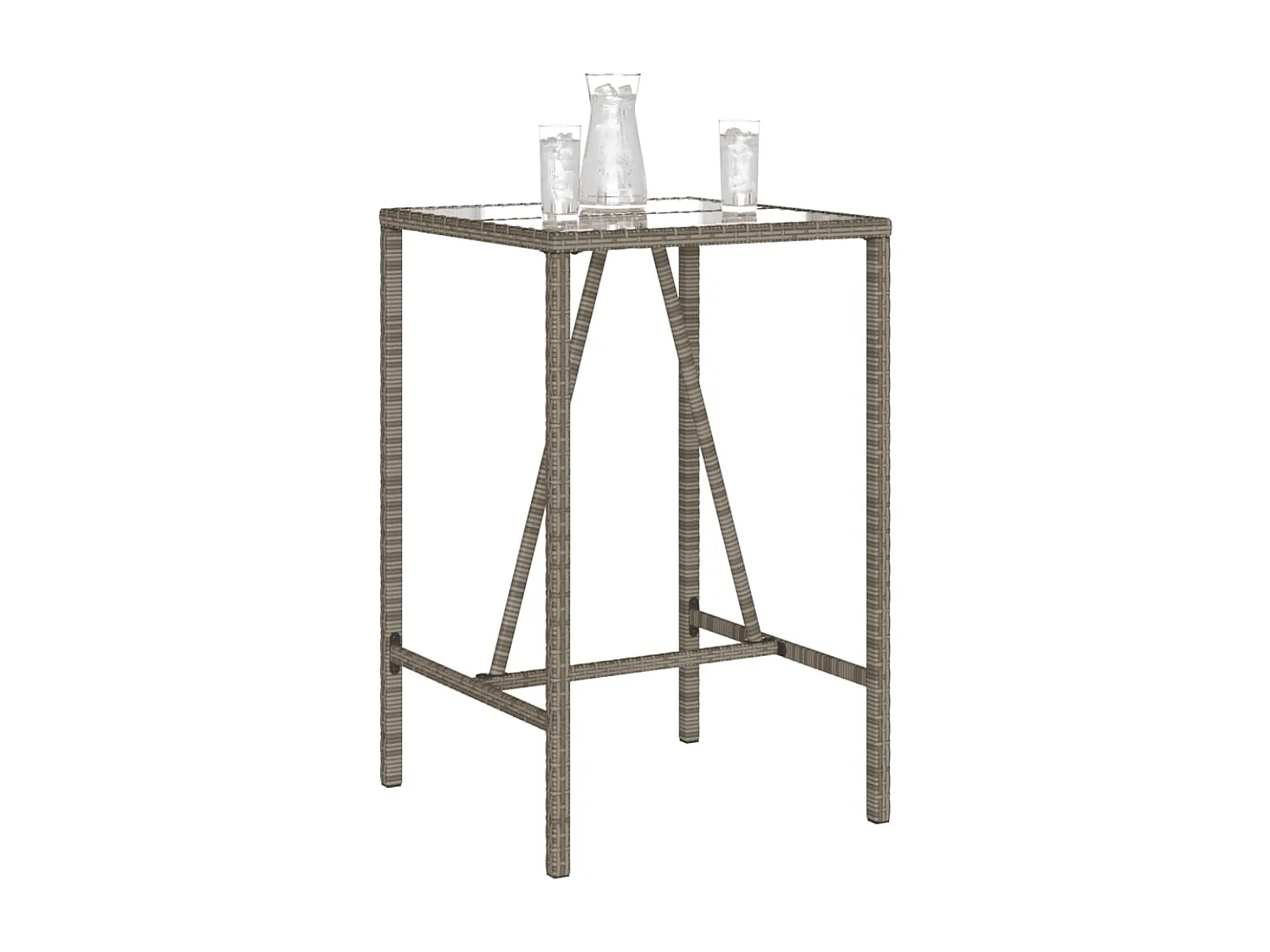 Mesa de bar de exterior ratán sintético gris 70x70x110 cm