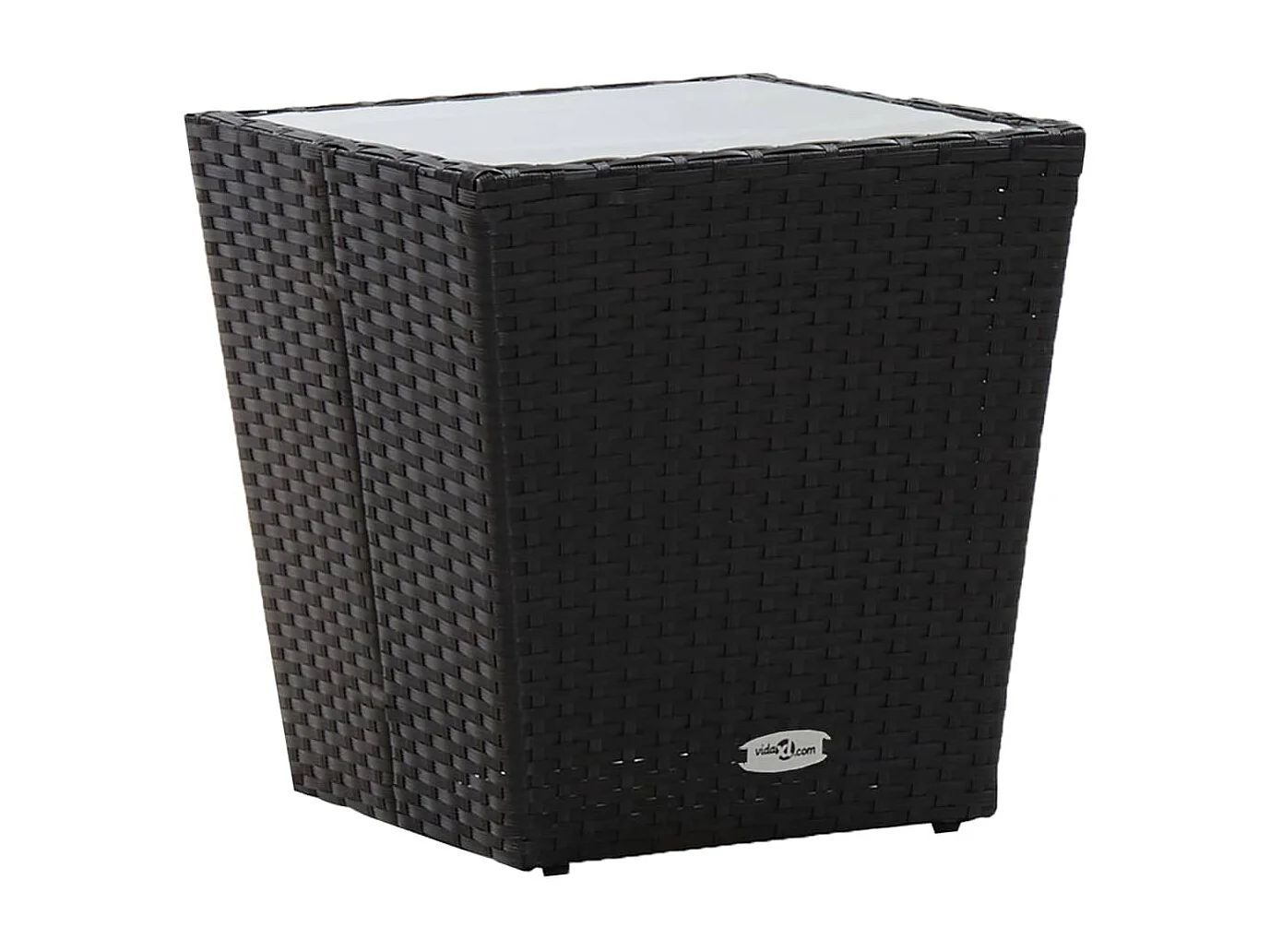 Beistelltisch Schwarz 41,5×41,5×43 cm Poly Rattan und Hartglas