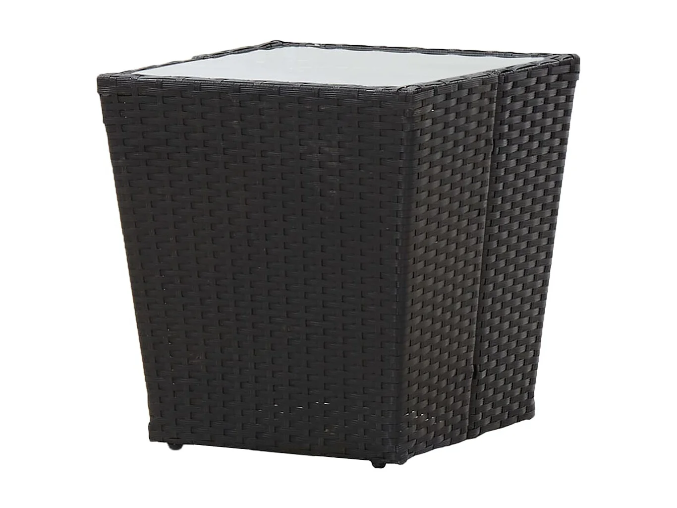 Beistelltisch Schwarz 41,5×41,5×43 cm Poly Rattan und Hartglas