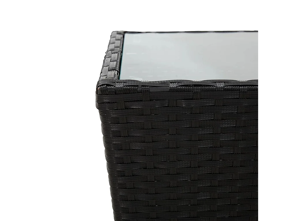 Beistelltisch Schwarz 41,5×41,5×43 cm Poly Rattan und Hartglas