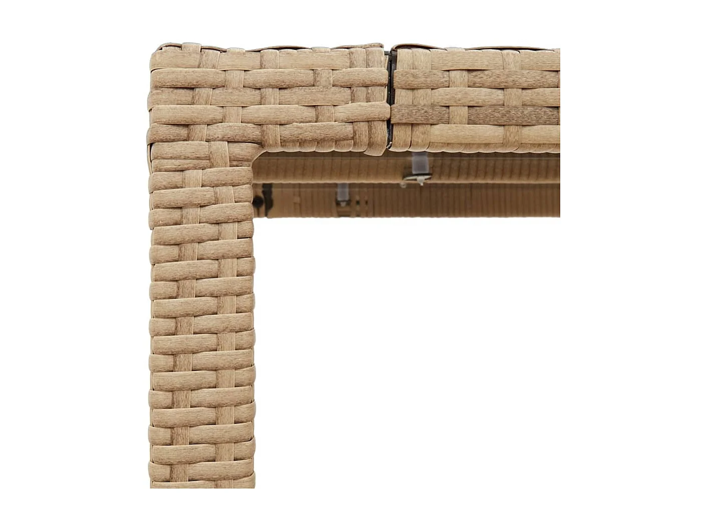 Mesa de jardín superficie de vidrio ratán PE beige 90x90x75 cm