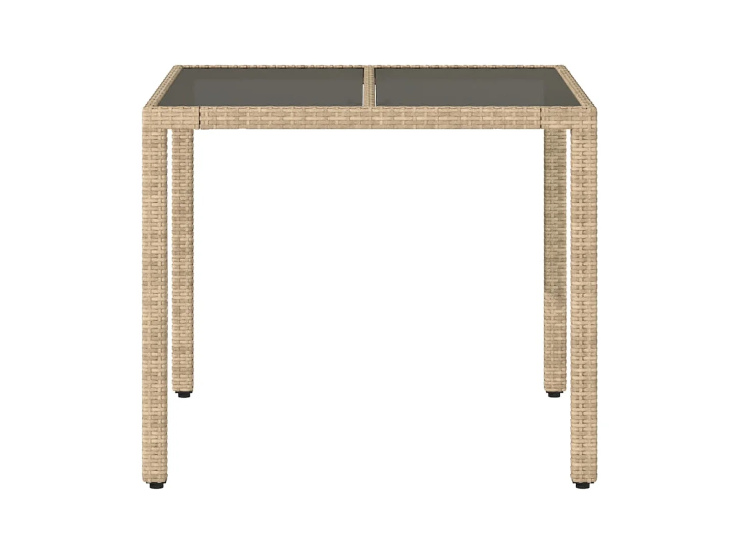 Table de jardin dessus en verre beige 90x90x75cm résine tressée