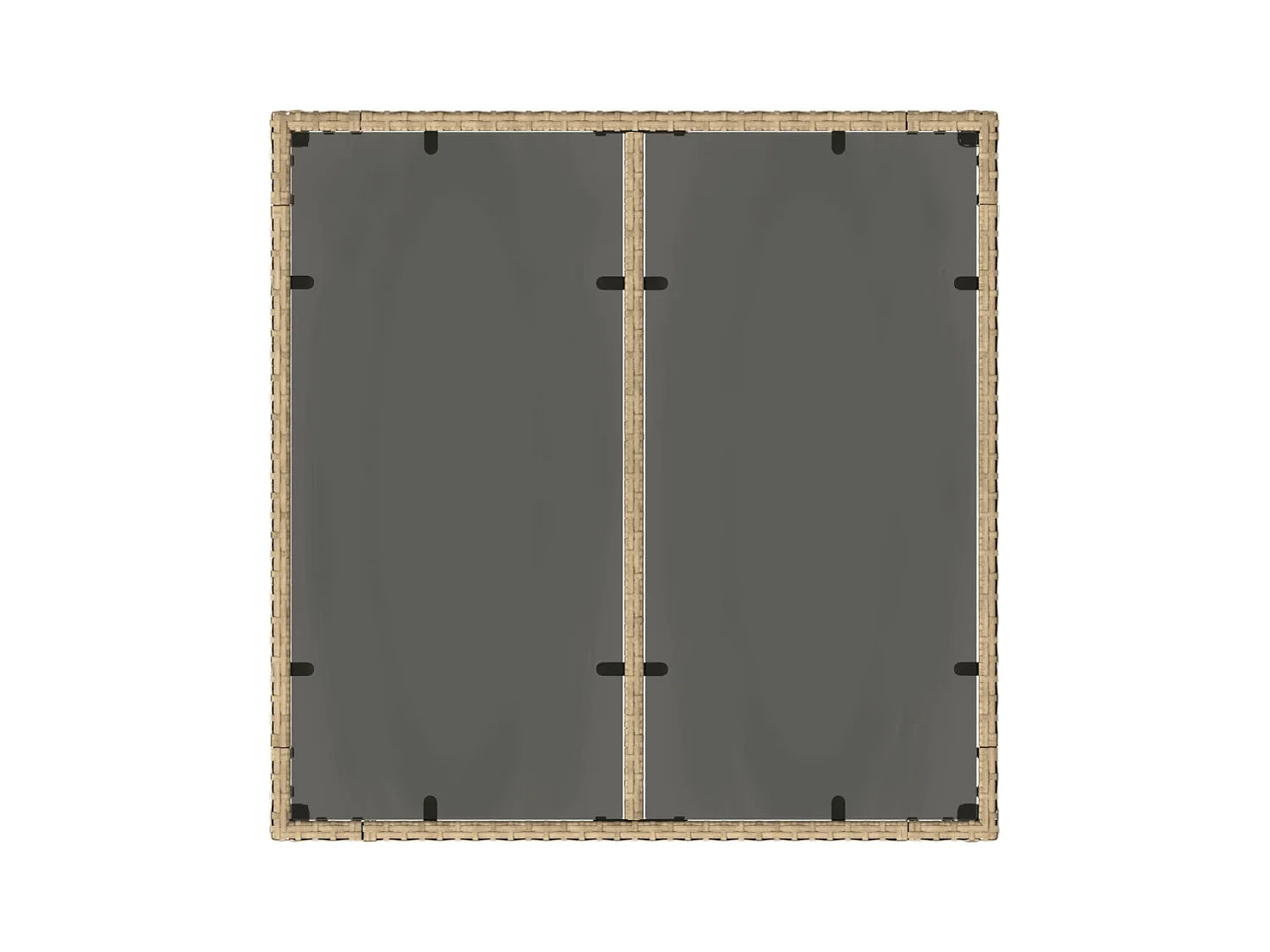 Table de jardin dessus en verre beige 90x90x75cm résine tressée