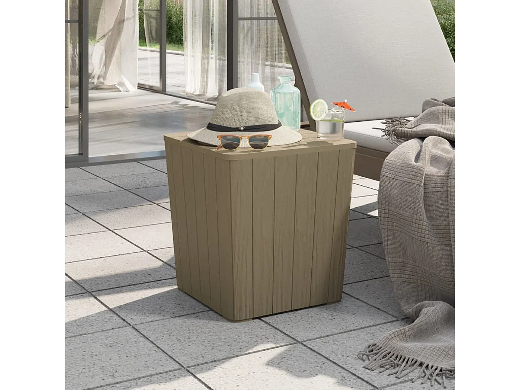 Mesa de jardim com tampa removível polipropileno castanho-claro