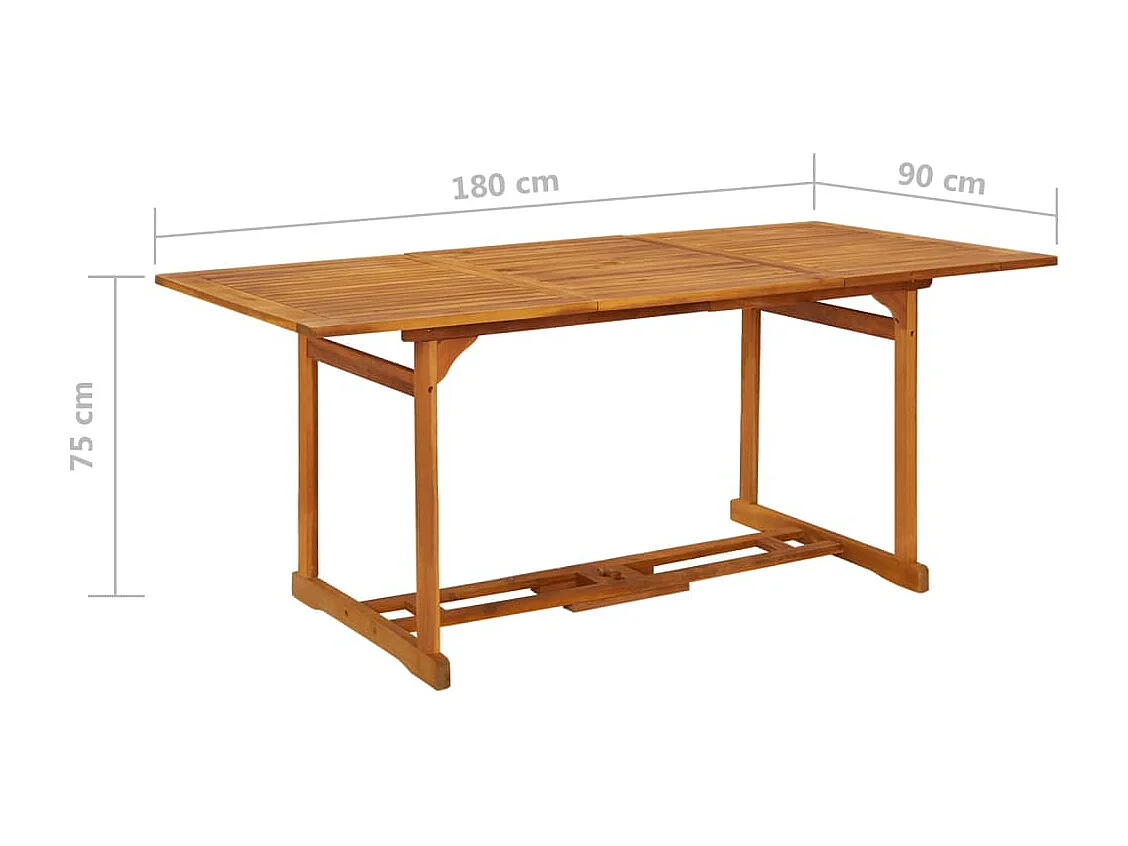 Table à dîner de jardin 180x90x75 cm Bois d'acacia solide