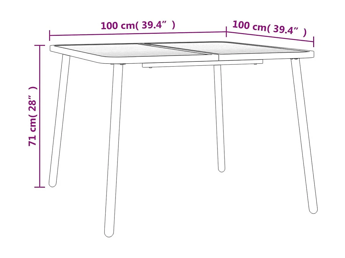 Mesa de jardim 100x100x71 cm aço antracite