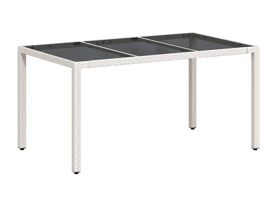 Mesa de jardim com tampo de vidro 150x90x75 cm vime PE branco