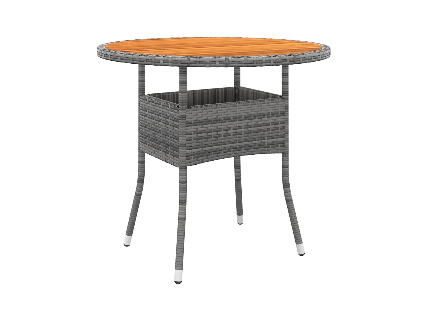Tuintafel Ø80x75 cm acaciahout en poly rattan grijs