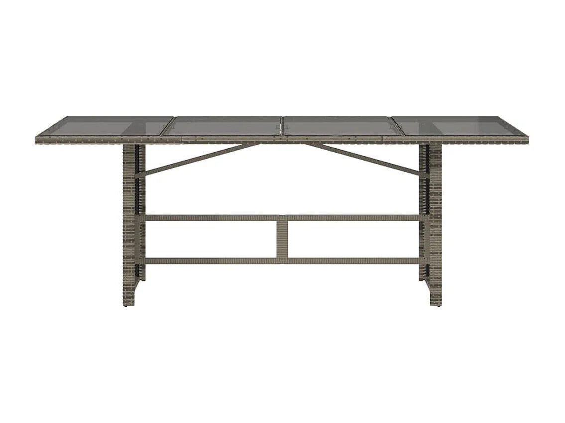 Gartentisch mit Glasplatte Grau 190x80x75 cm Poly Rattan