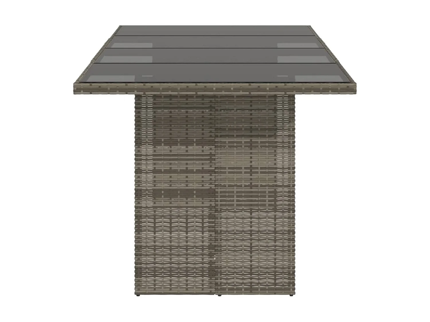 Table de jardin avec dessus en verre gris résine tressée