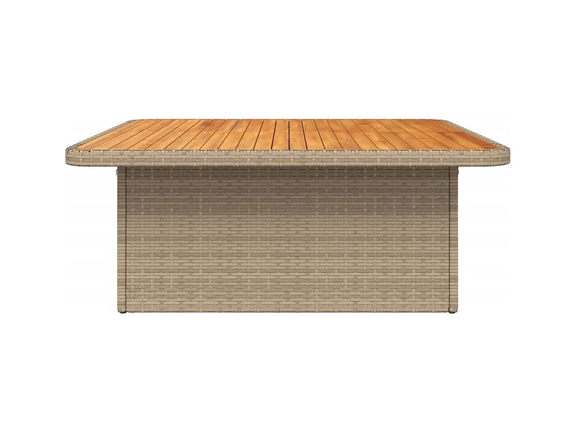 Tuintafel 110x110x71 cm poly rattan en acaciahout beige