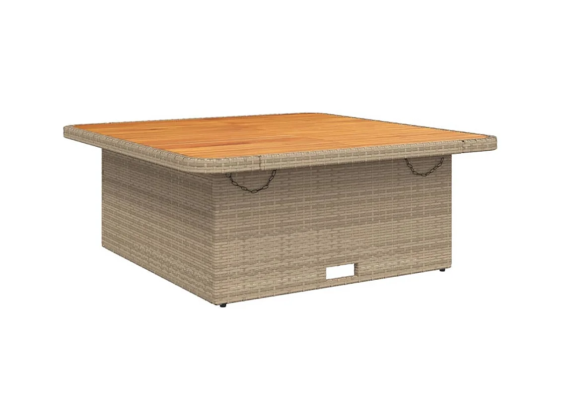Tuintafel 110x110x71 cm poly rattan en acaciahout beige