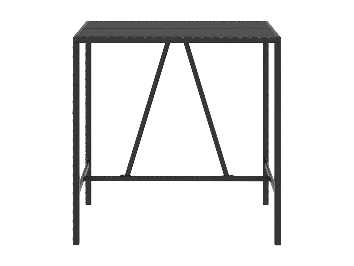 Mesa de bar com tampo de vidro 110x70x110 cm vime PE preto