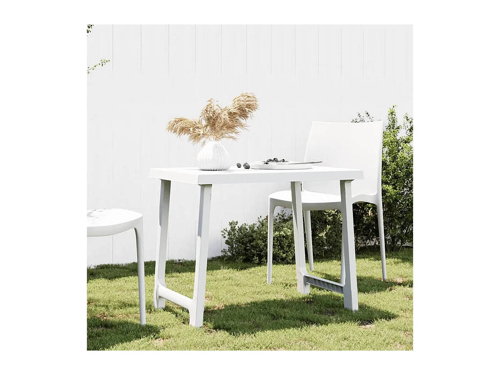 Table de camping blanc 79x56x64 cm PP aspect de bois