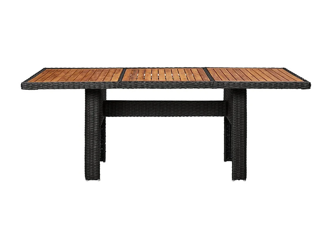 Table à manger de jardin Noir 200x100x74 cm Résine tressée