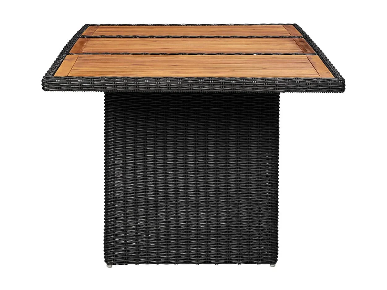 Table à manger de jardin Noir 200x100x74 cm Résine tressée