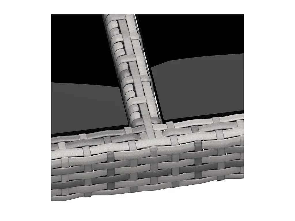 Tuintafel 250x100x75 cm gehard glas en poly rattan grijs