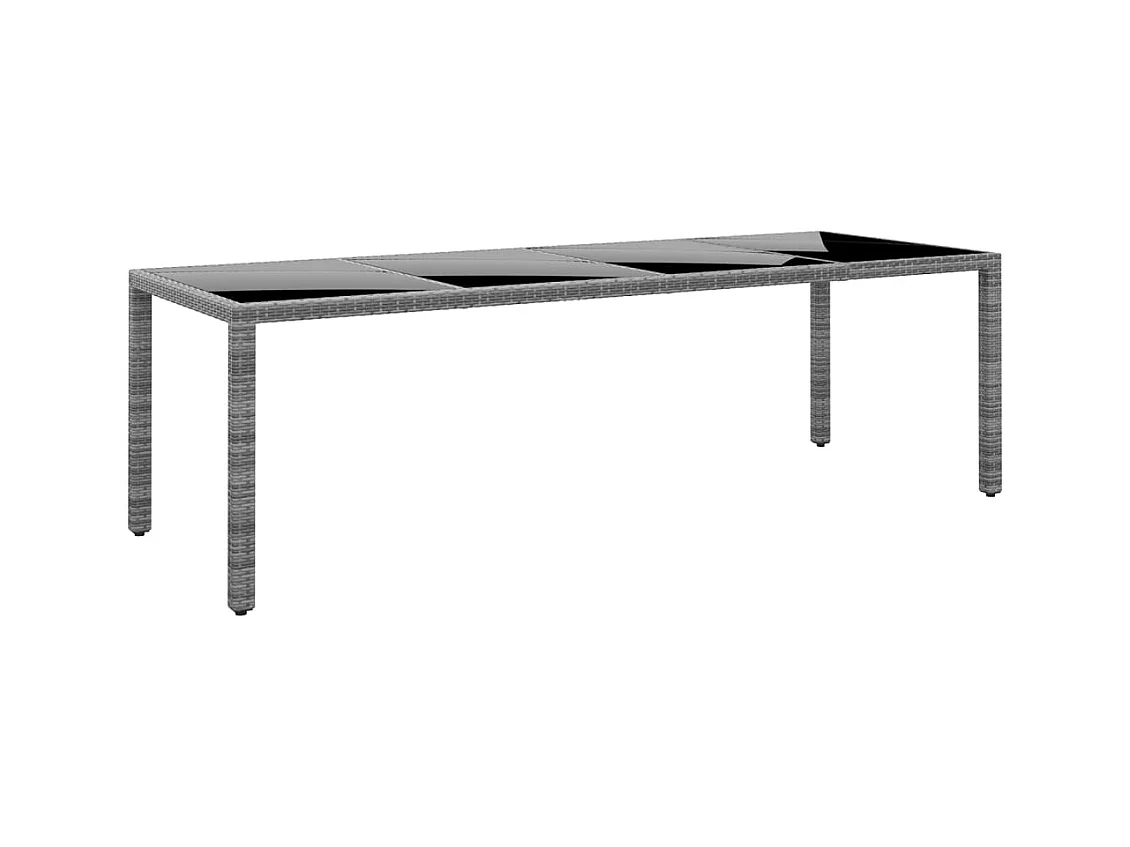 Table de jardin 250x100x75 cm Verre trempé et Résine tressée