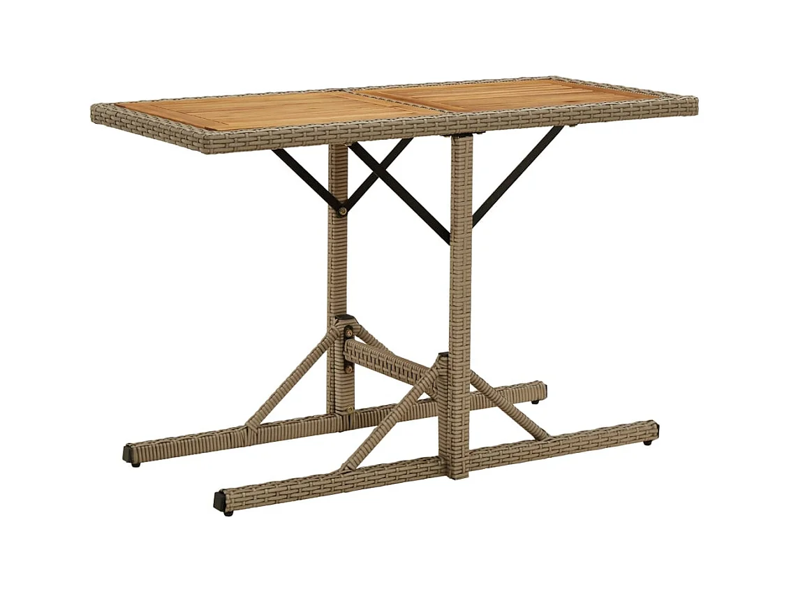 Table de jardin Beige Bois massif d'acacia et poly rotin