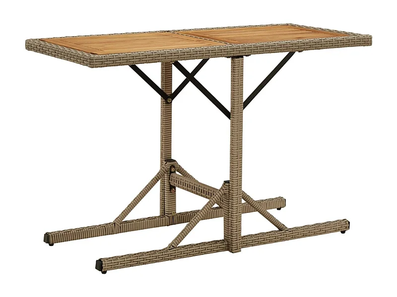 Table de jardin Beige Bois massif d'acacia et poly rotin