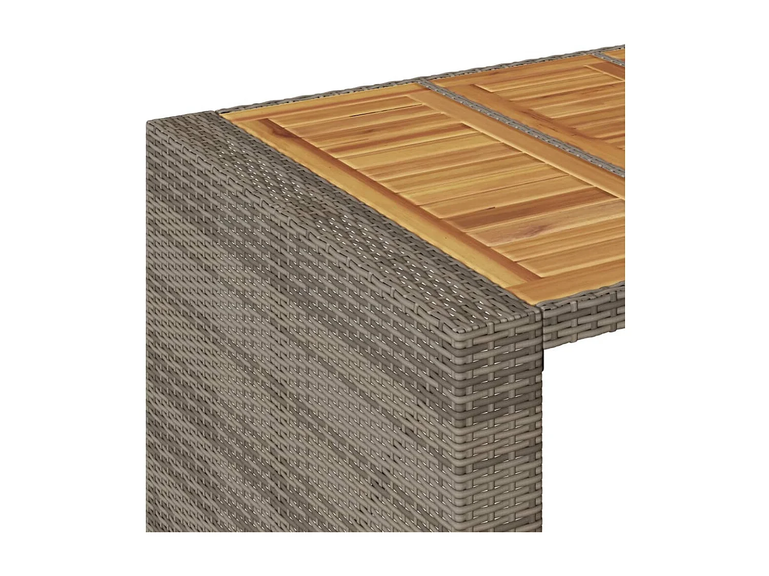 Mesa alta jardín superficie madera ratán PE gris 105x80x110 cm