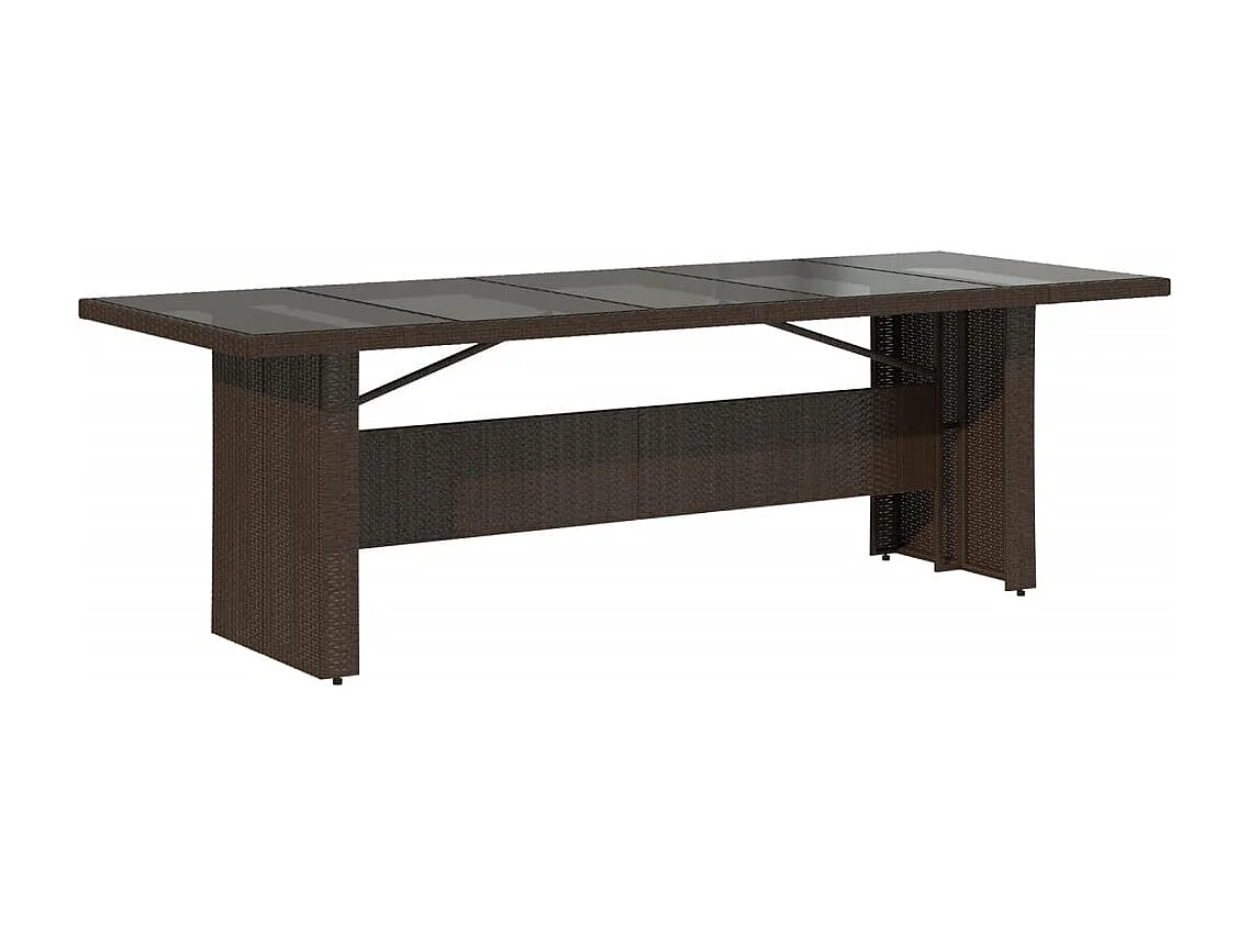 Mesa de jardim com tampo de vidro 240x90x75 cm vime PE castanho
