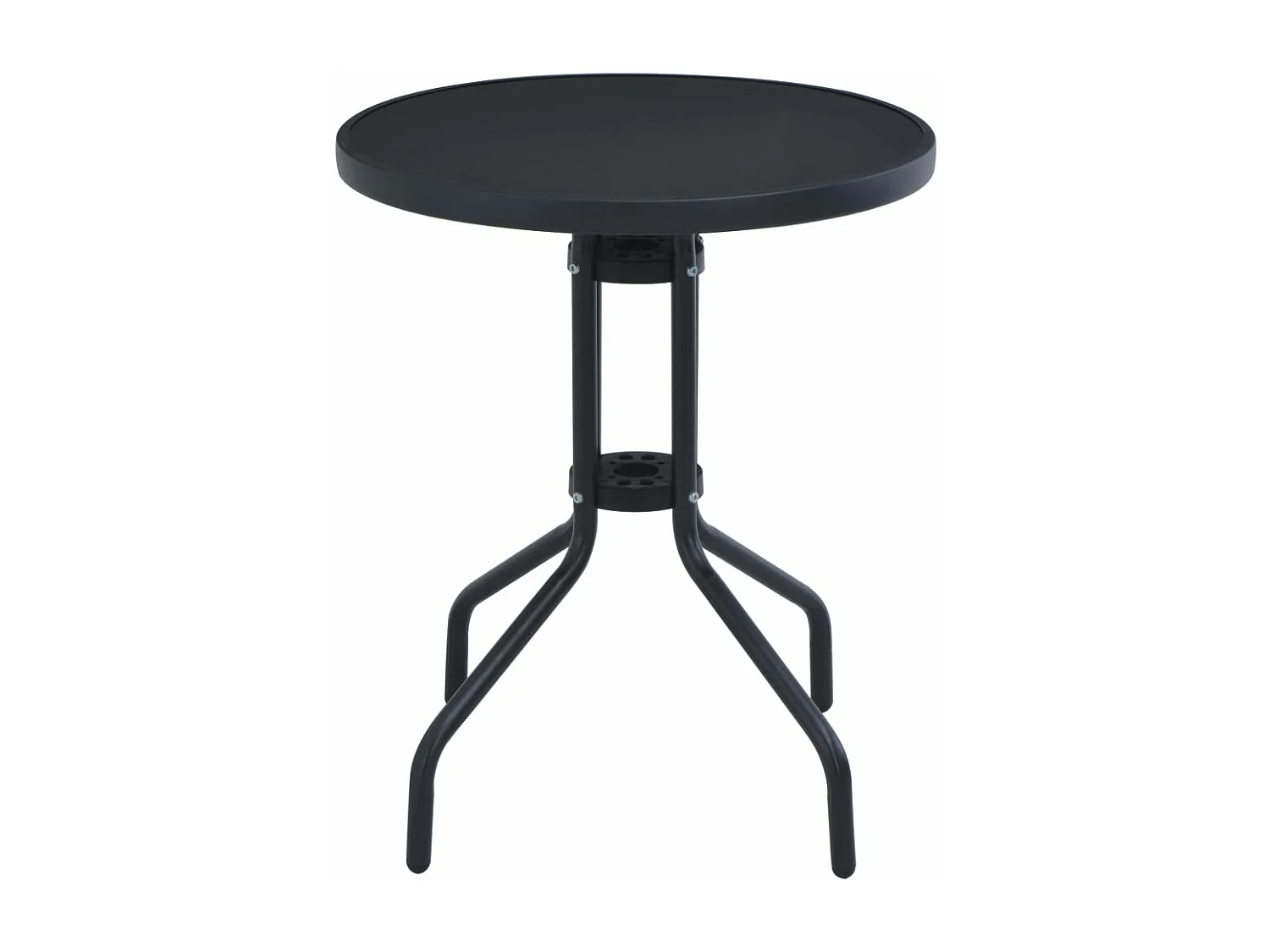 Mesa de jardín acero y vidrio negro 60 cm