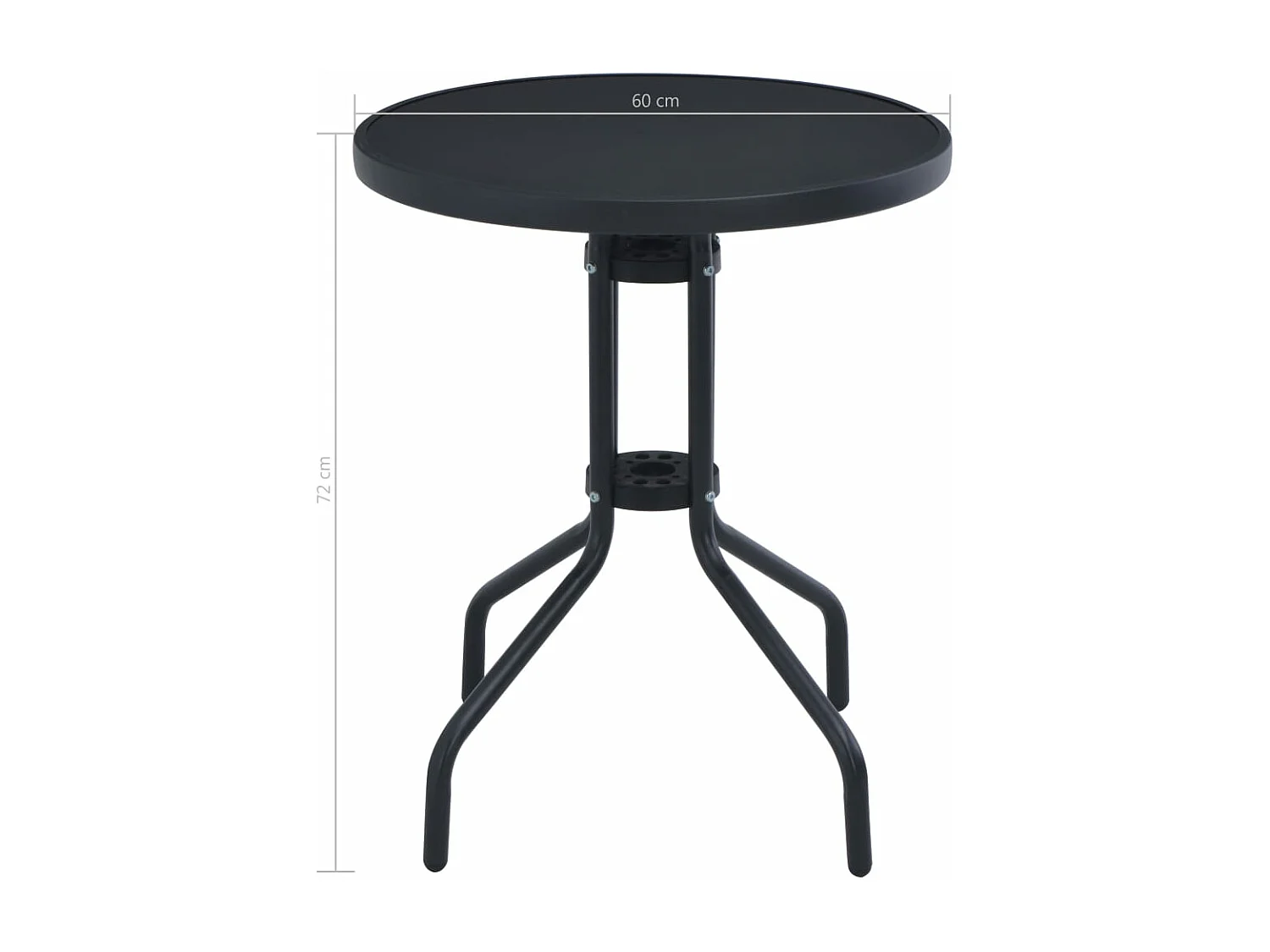 Mesa de jardín acero y vidrio negro 60 cm