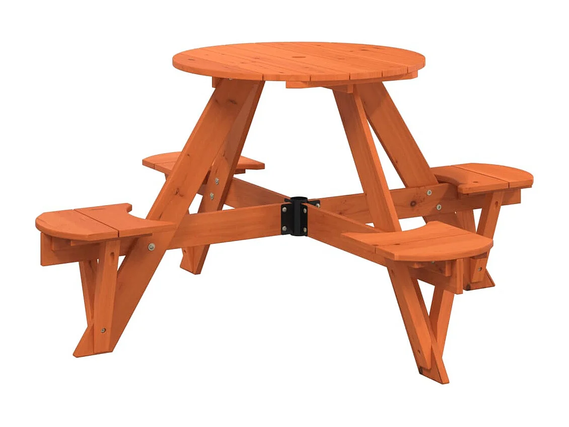 Tavolo da Picnic per 4 Bambini Rotondo con Foro in Legno Abete