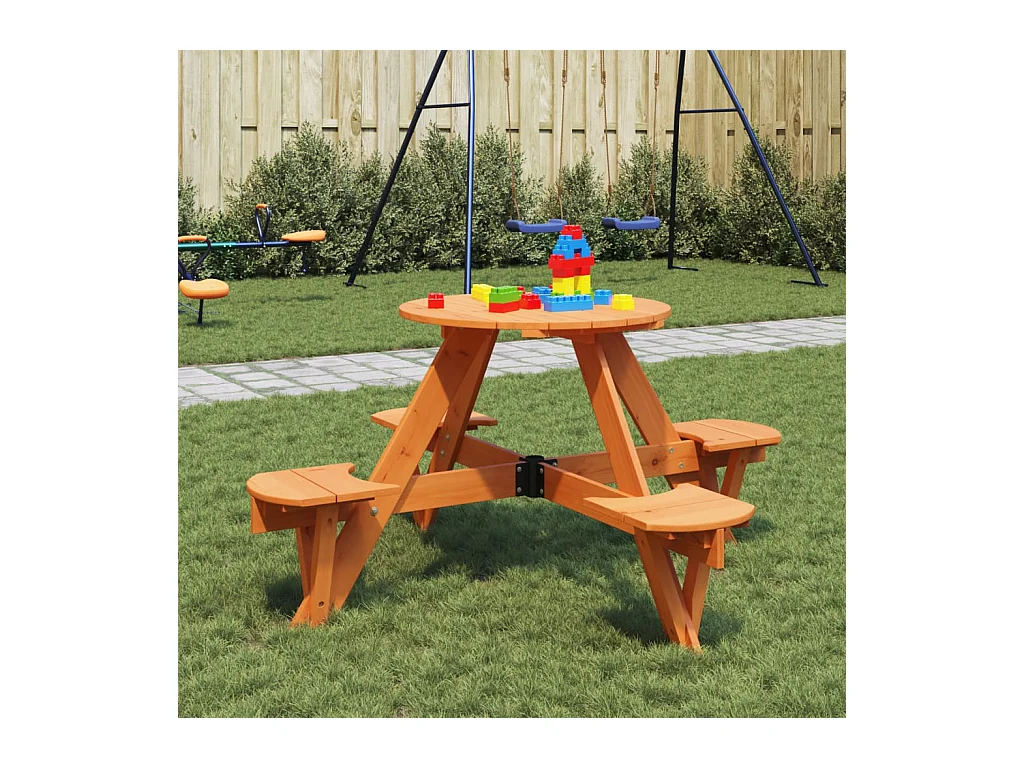 Table de pique-nique pour 4 enfants avec trou de parasol rond