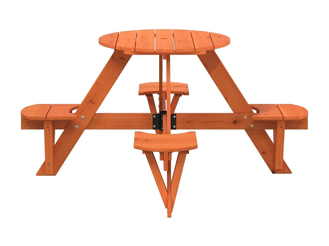Mesa piquenique redonda p/ 4 crianças madeira de abeto maciça