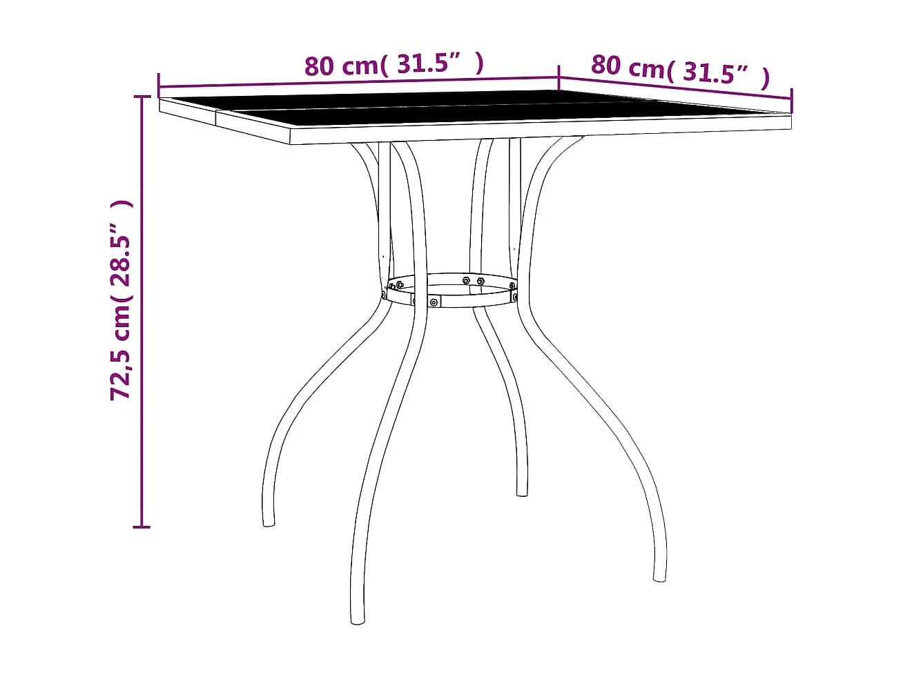 Table de jardin anthracite 80x80x72,5 cm Treillis d'acier