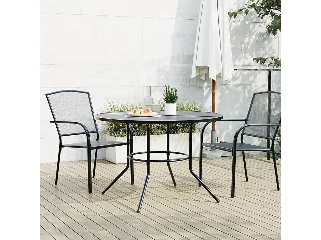 Table de patio ronde anthracite acier enduit de poudre