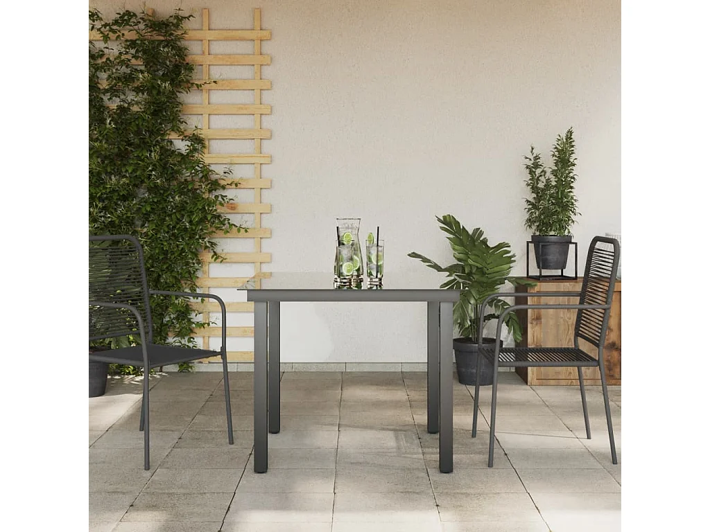 Tuintafel 80x80x74 cm aluminium en glas zwart