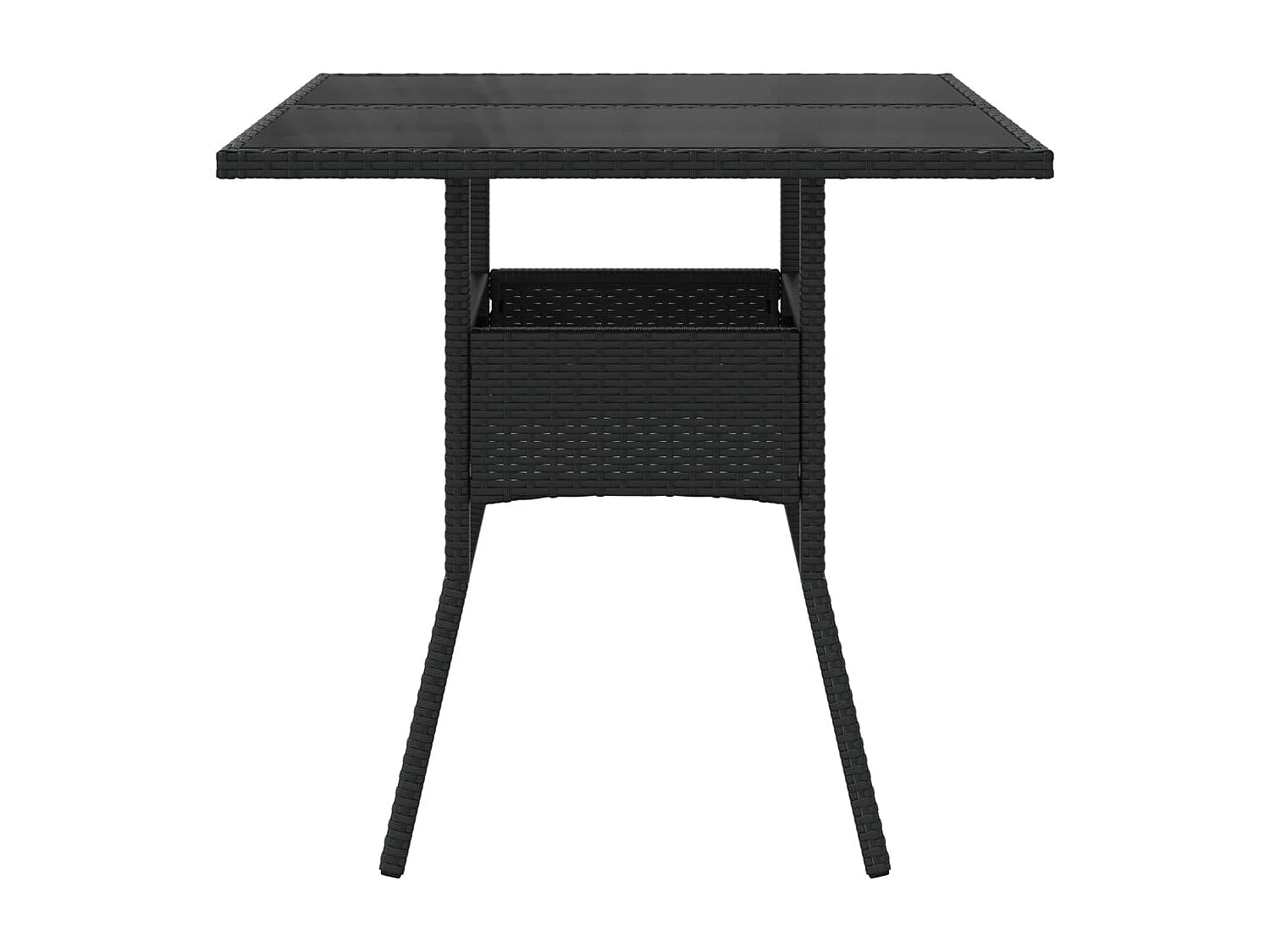 Mesa de jardín superficie de vidrio ratán PE negro 80x80x75 cm