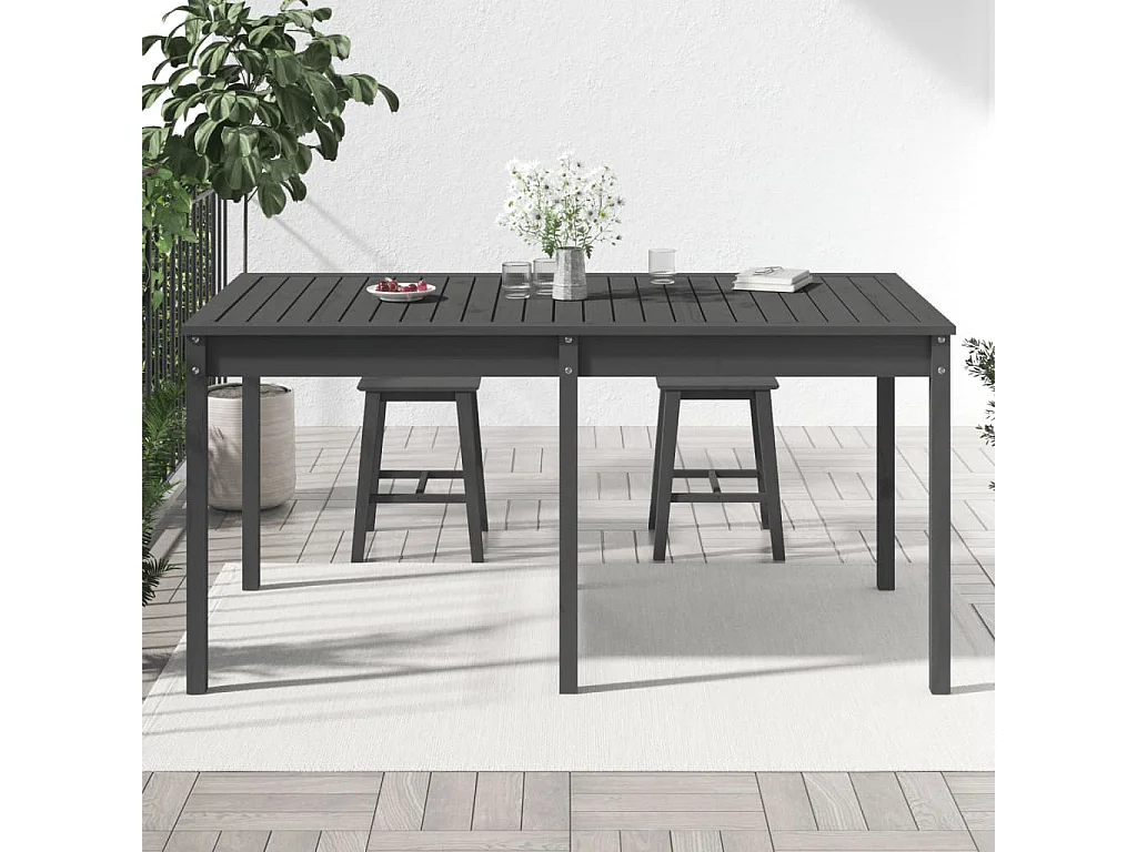 Table de jardin gris 159,5x82,5x76 cm bois massif de pin
