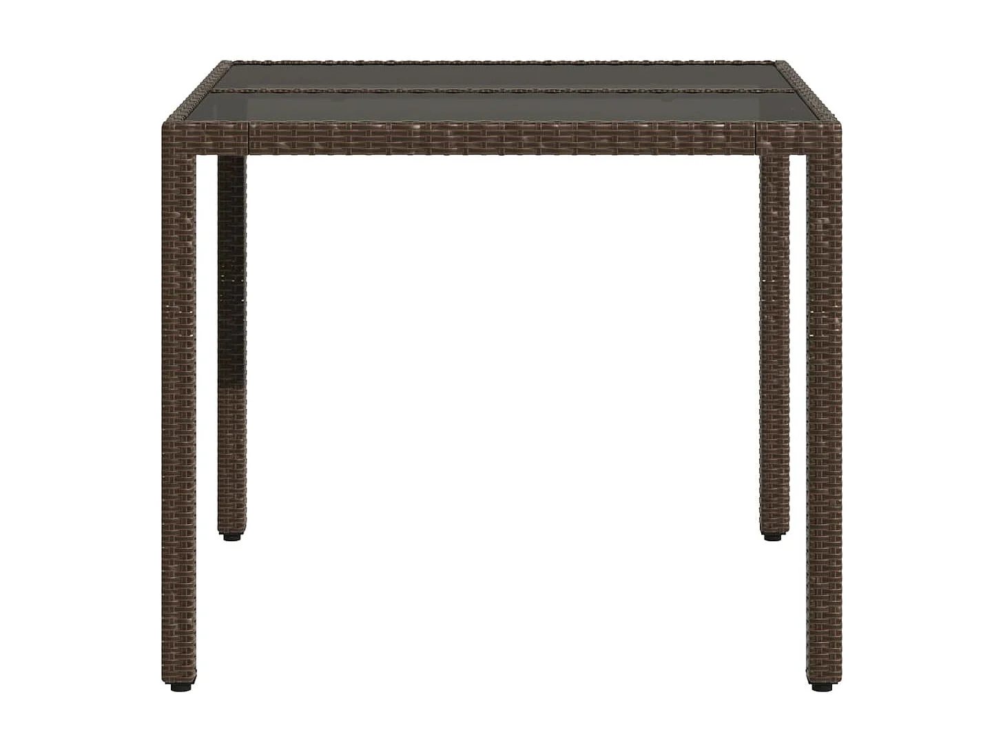 Table de jardin avec dessus en verre marron résine tressée