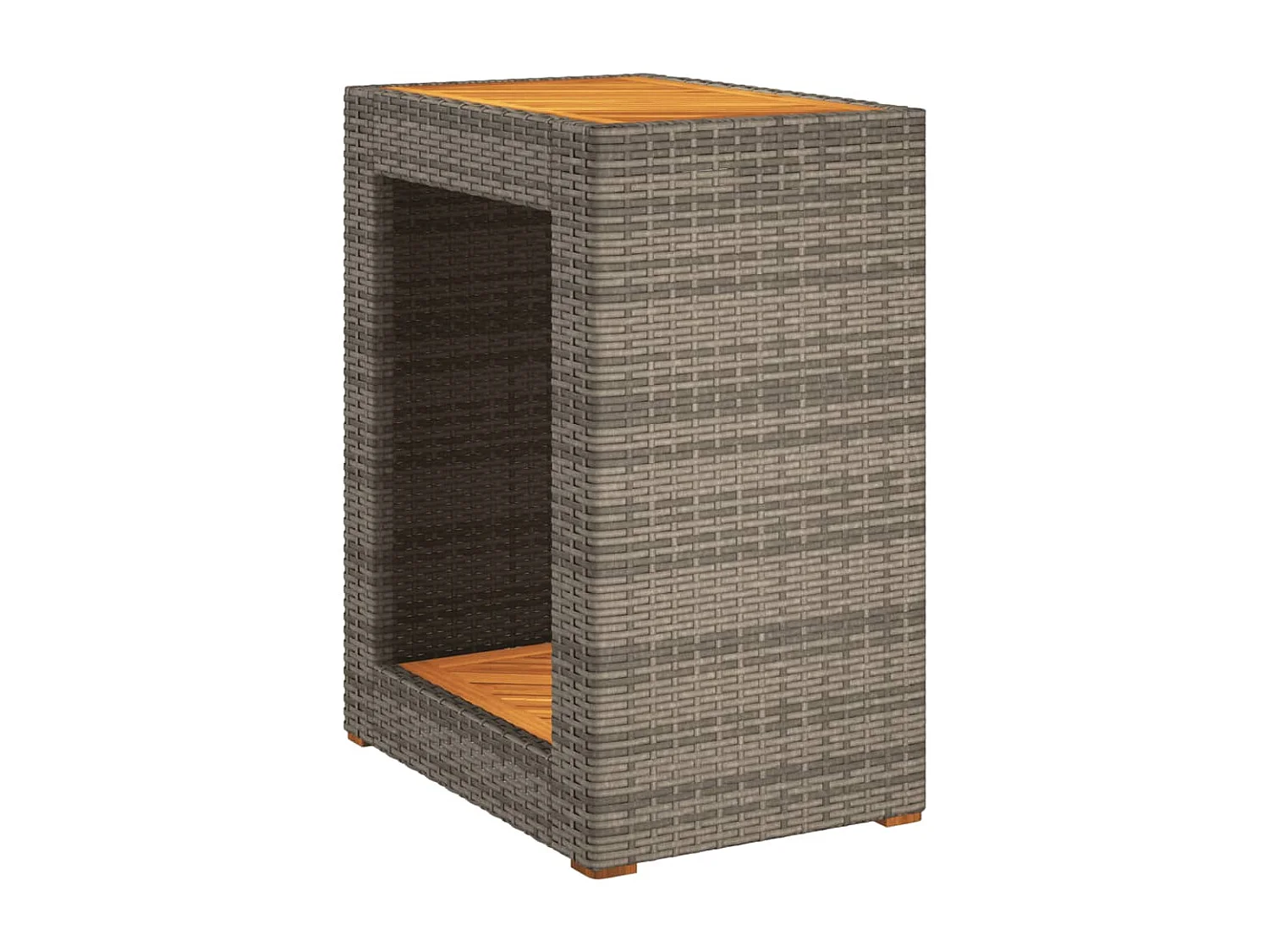 Table d'appoint de jardin dessus en bois gris 60x40x75 cm