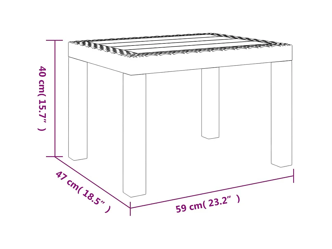Mesa de jardim 59x47x40 cm PP branco