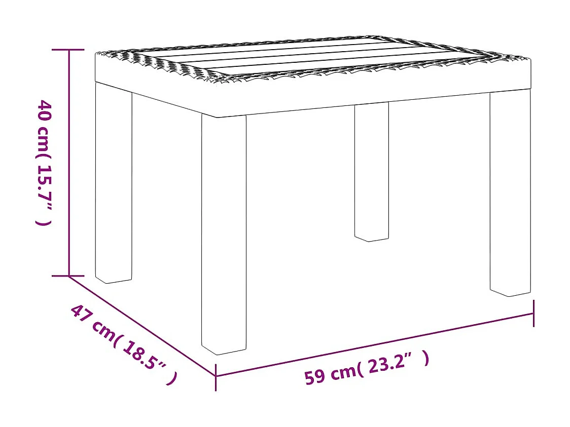 Tuintafel 59x47x40 cm PP wit
