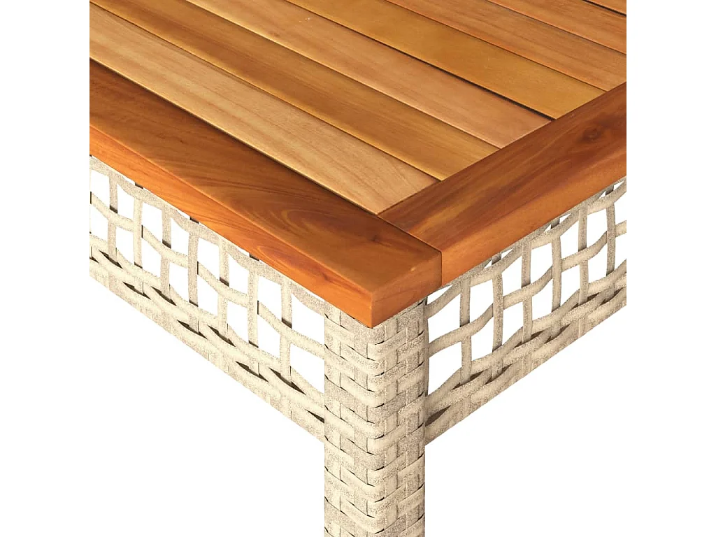 Mesa de jardín ratán sintético madera acacia beige 140x80x75 cm