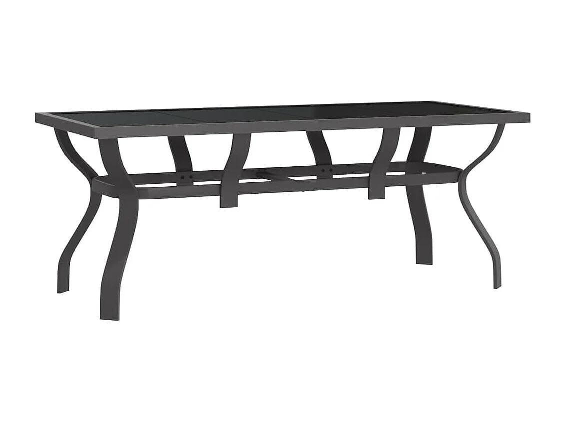 Mesa de jardim 180x80x70 cm aço e vidro cinza/preto