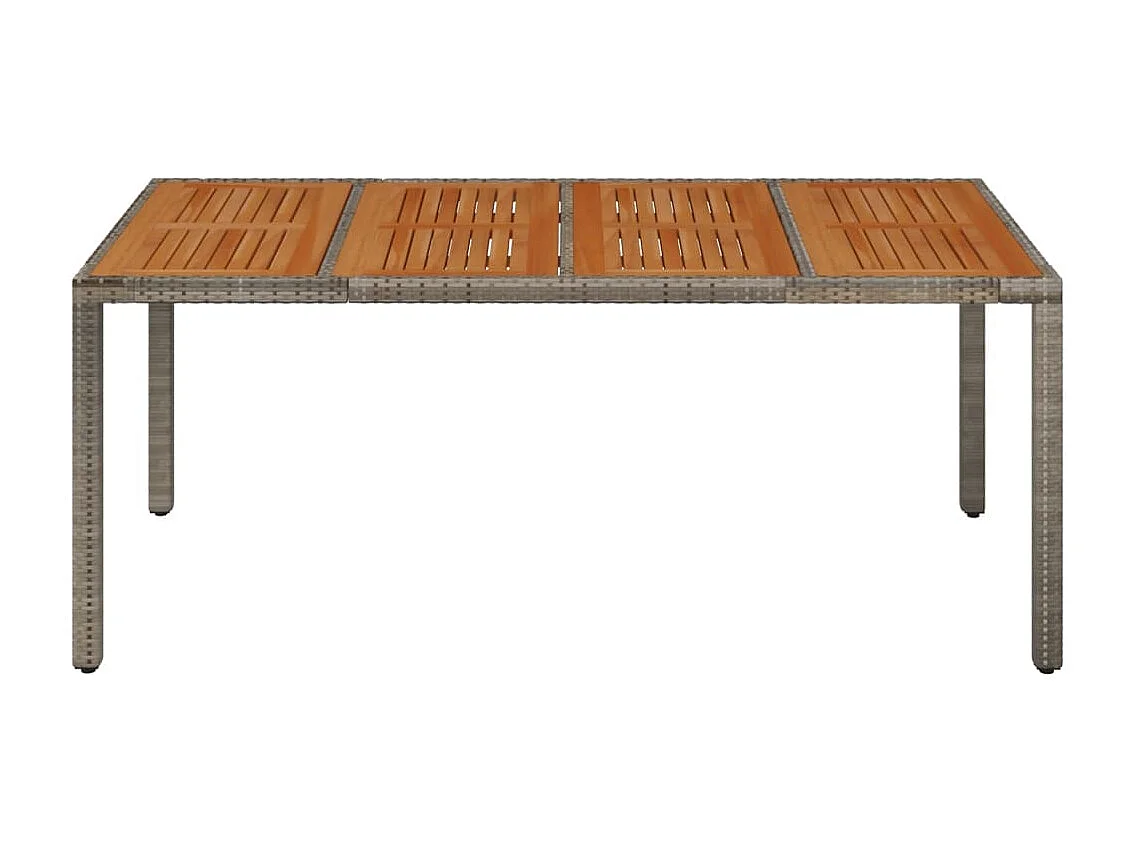 Table de jardin dessus en bois Gris 190x90x75 cm Résine tressée