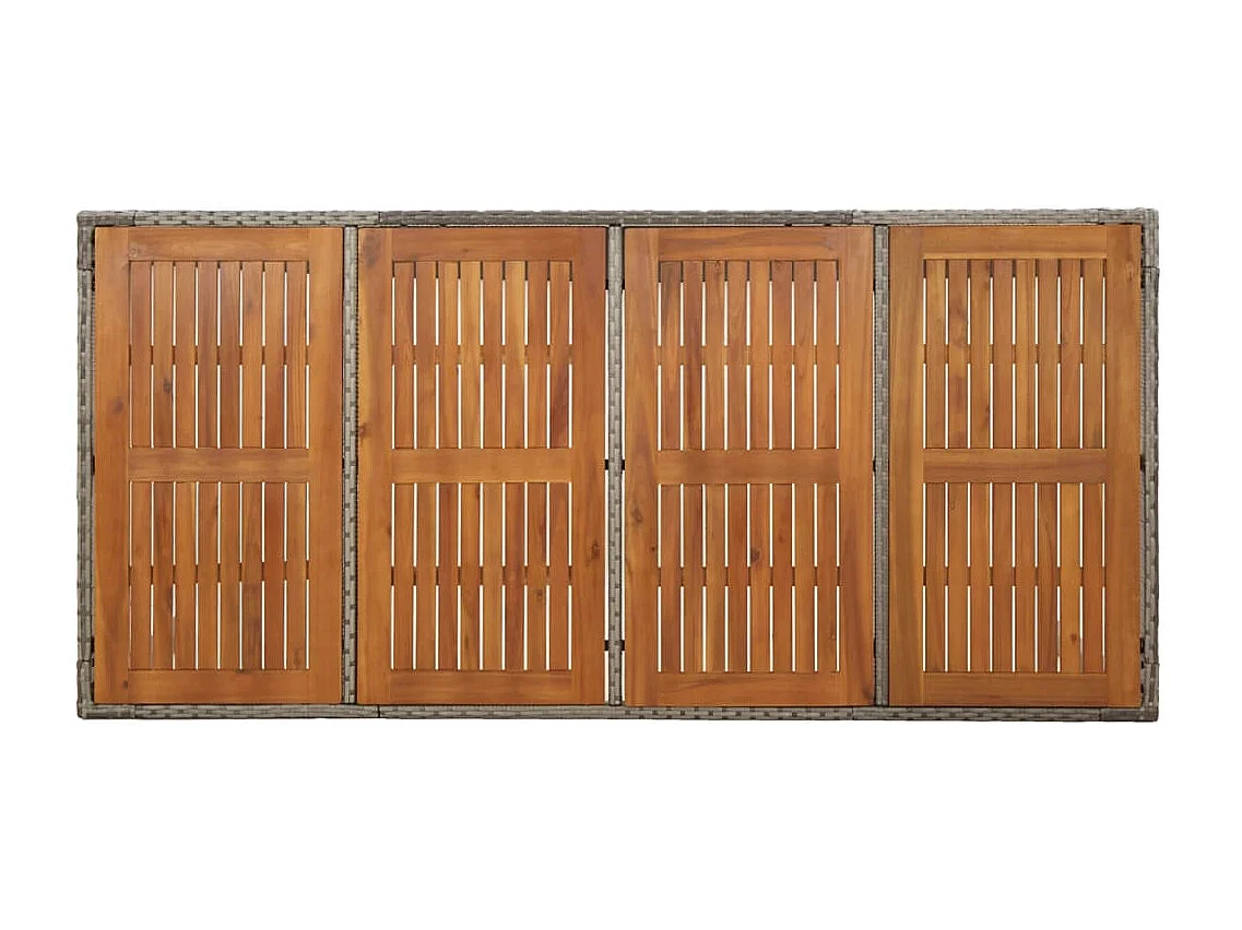 Table de jardin dessus en bois Gris 190x90x75 cm Résine tressée