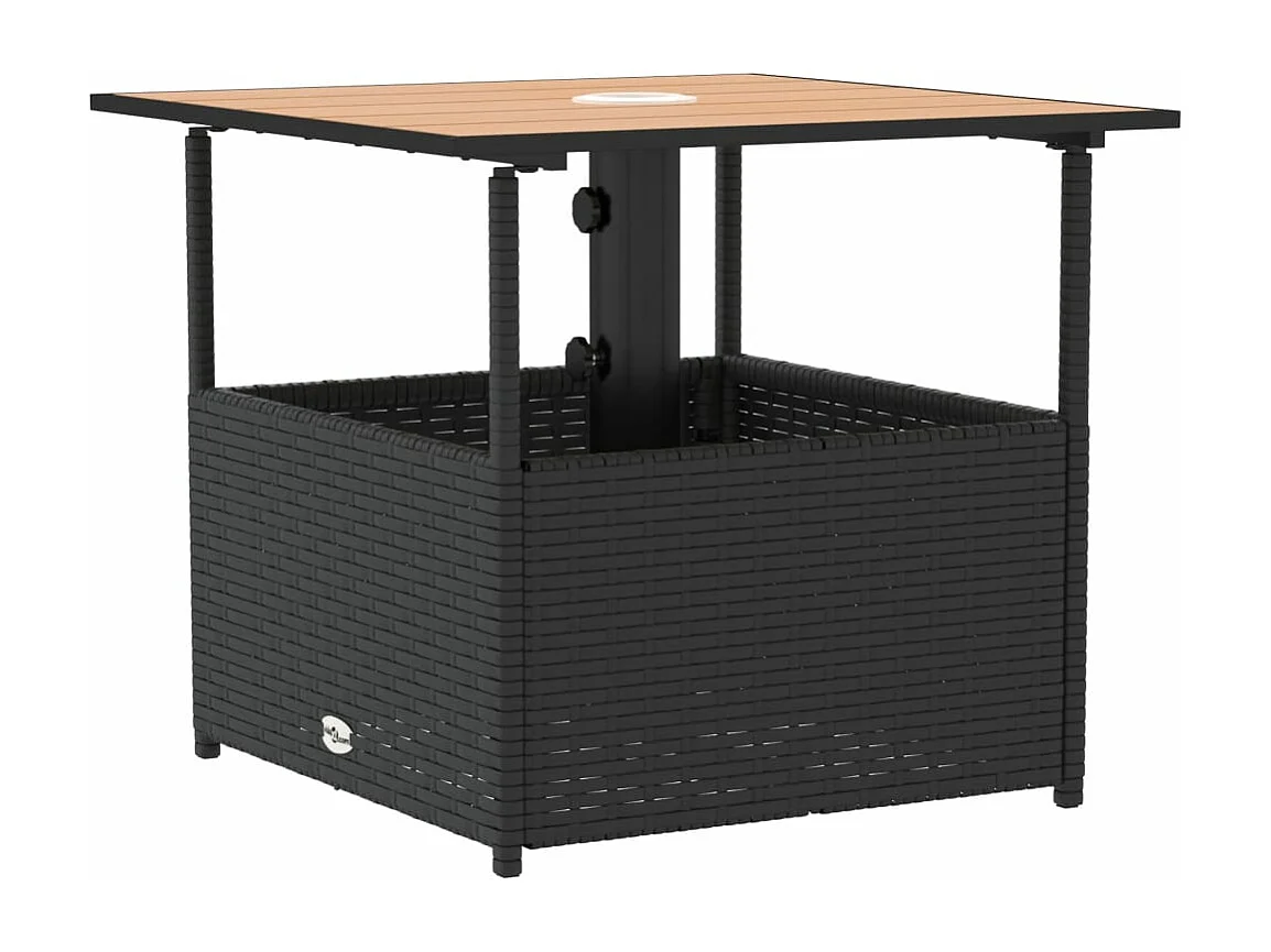 Mesa jardim c/ orifício guarda-sol 55x55x46,5cm vime PE preto