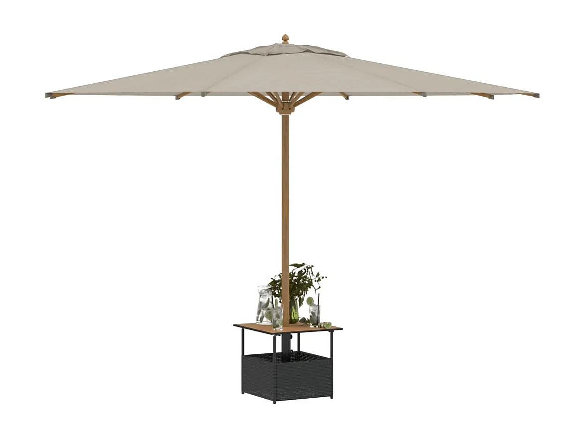 Mesa jardim c/ orifício guarda-sol 55x55x46,5cm vime PE preto