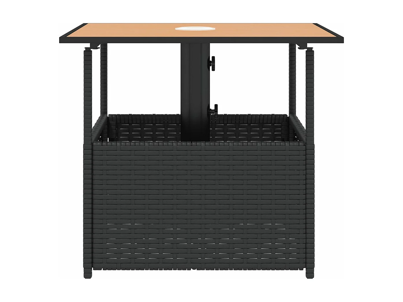 Mesa jardim c/ orifício guarda-sol 55x55x46,5cm vime PE preto